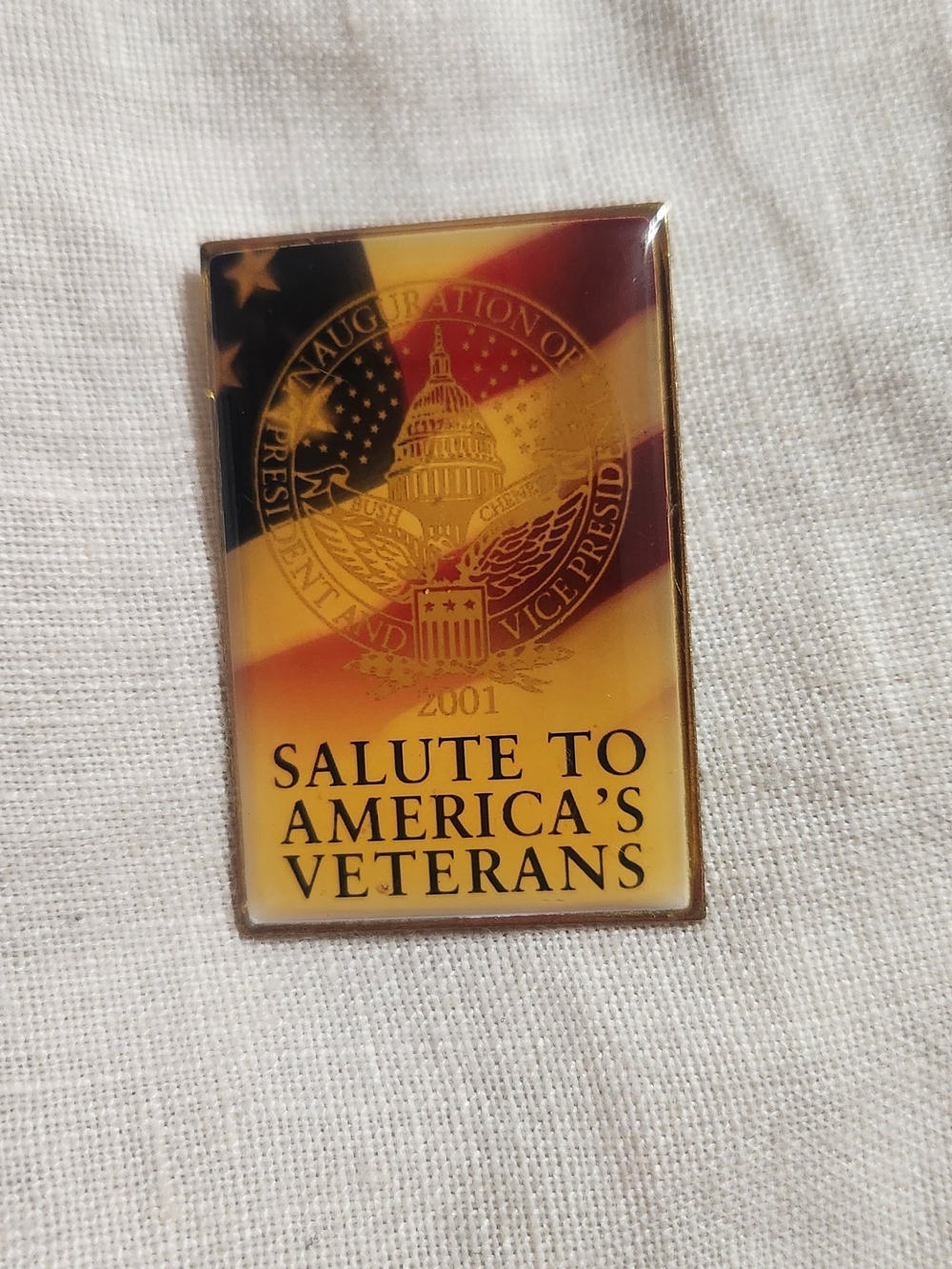 Salute to America's Veterans Commemorative Pin - Gold and Red